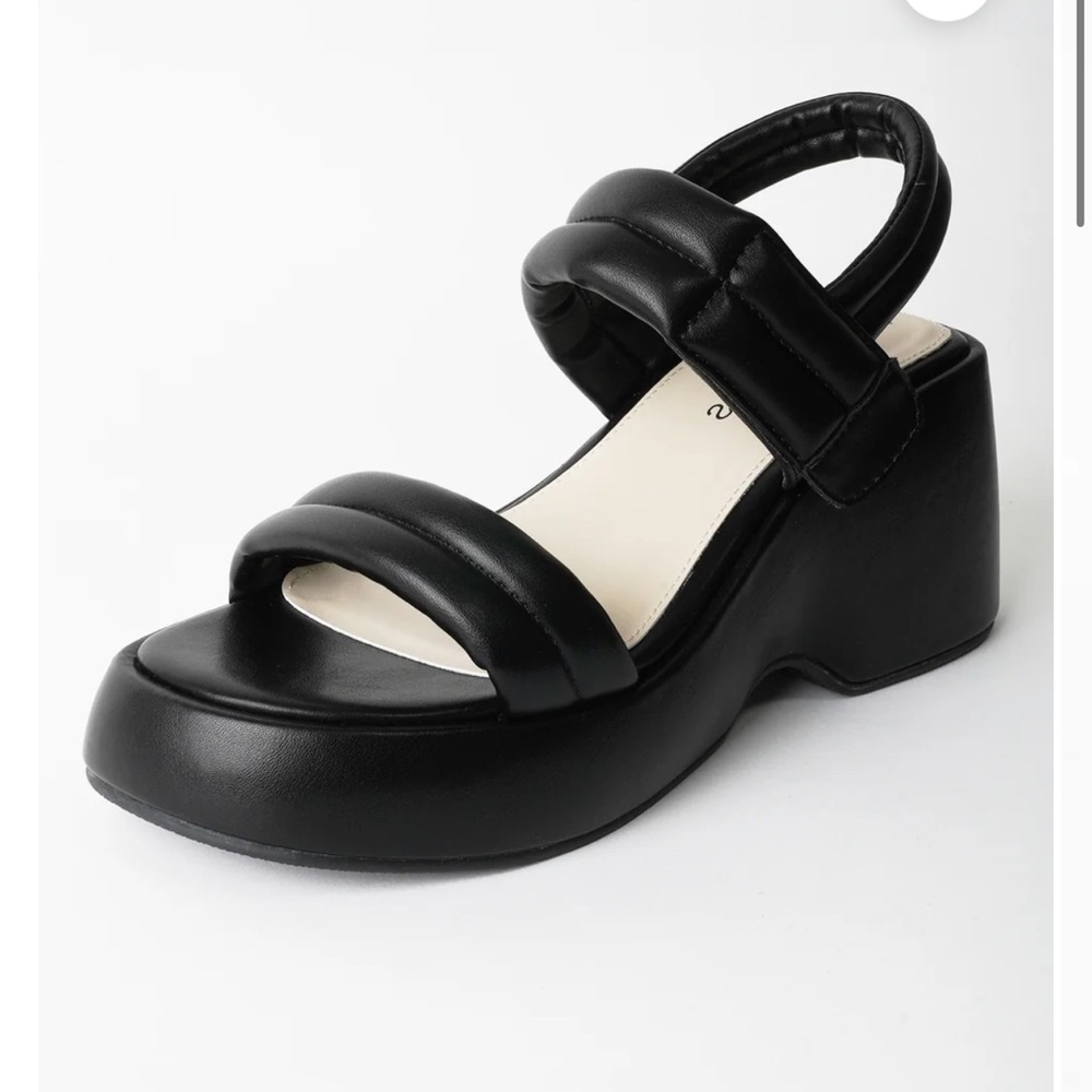 J.Adams black NWT RAYANNE PLATFORM WEDGE SANDALS 6.5